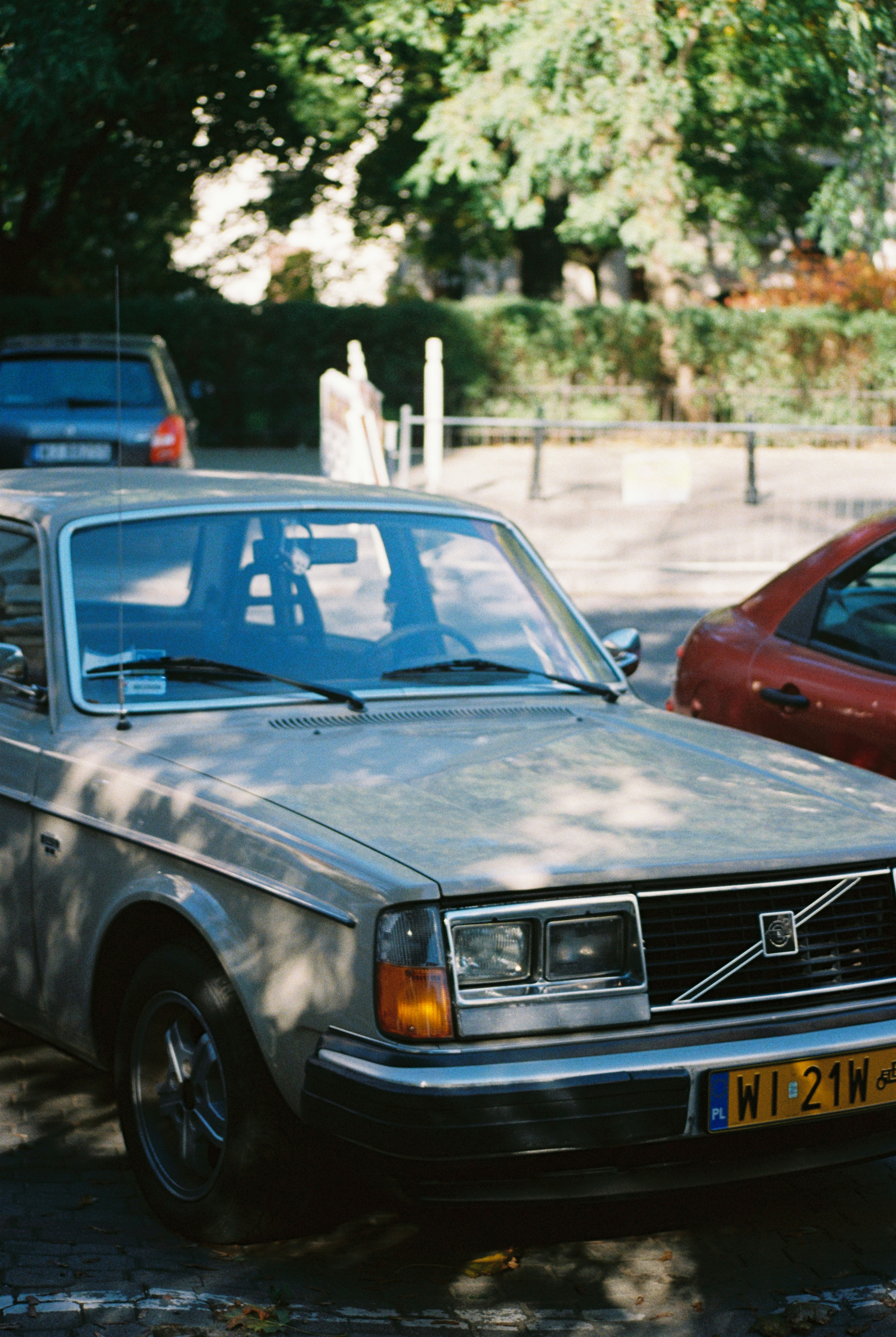 A volvo car is parked in the sunlight.
