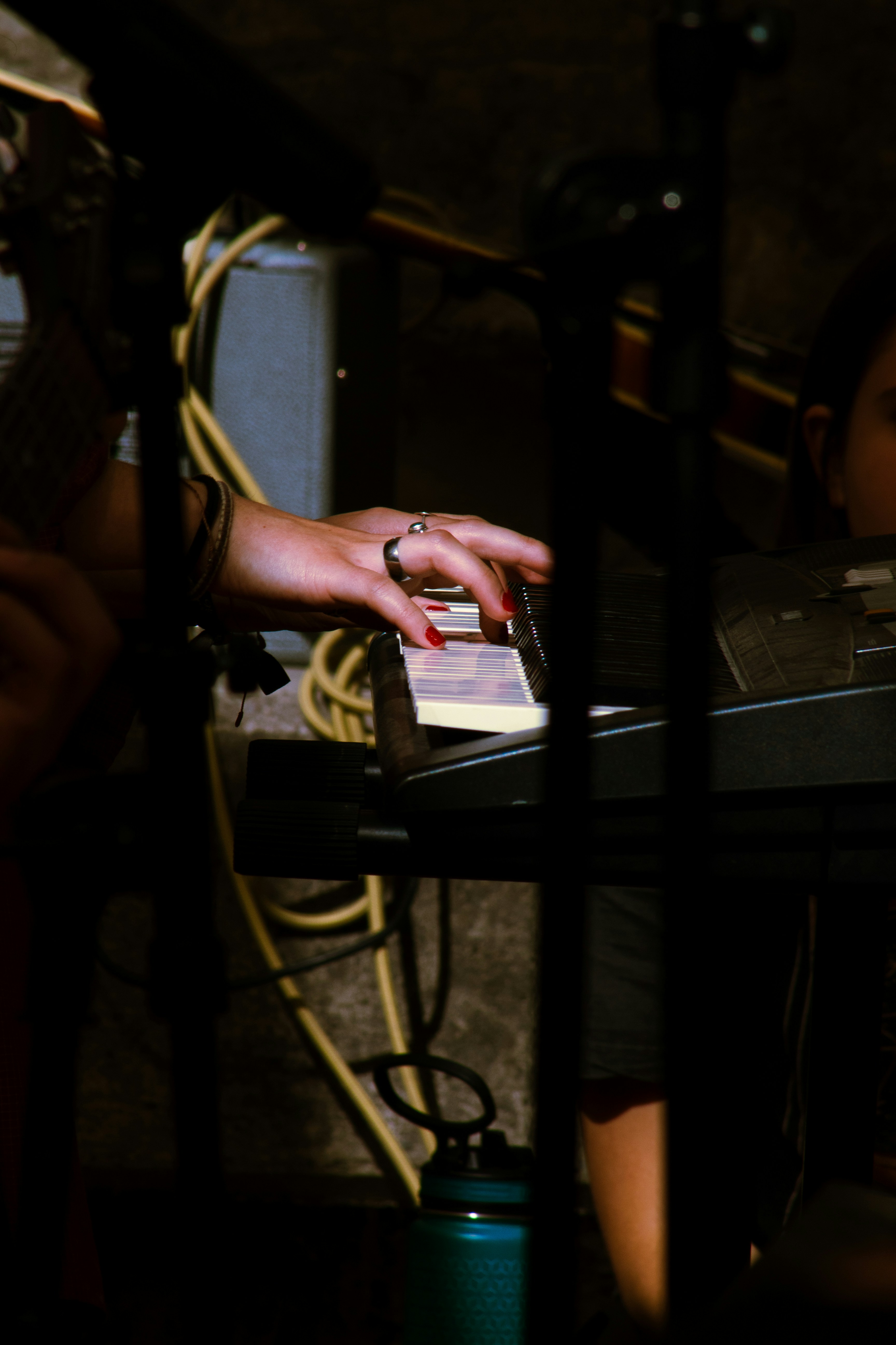 Someone is playing the piano keys.