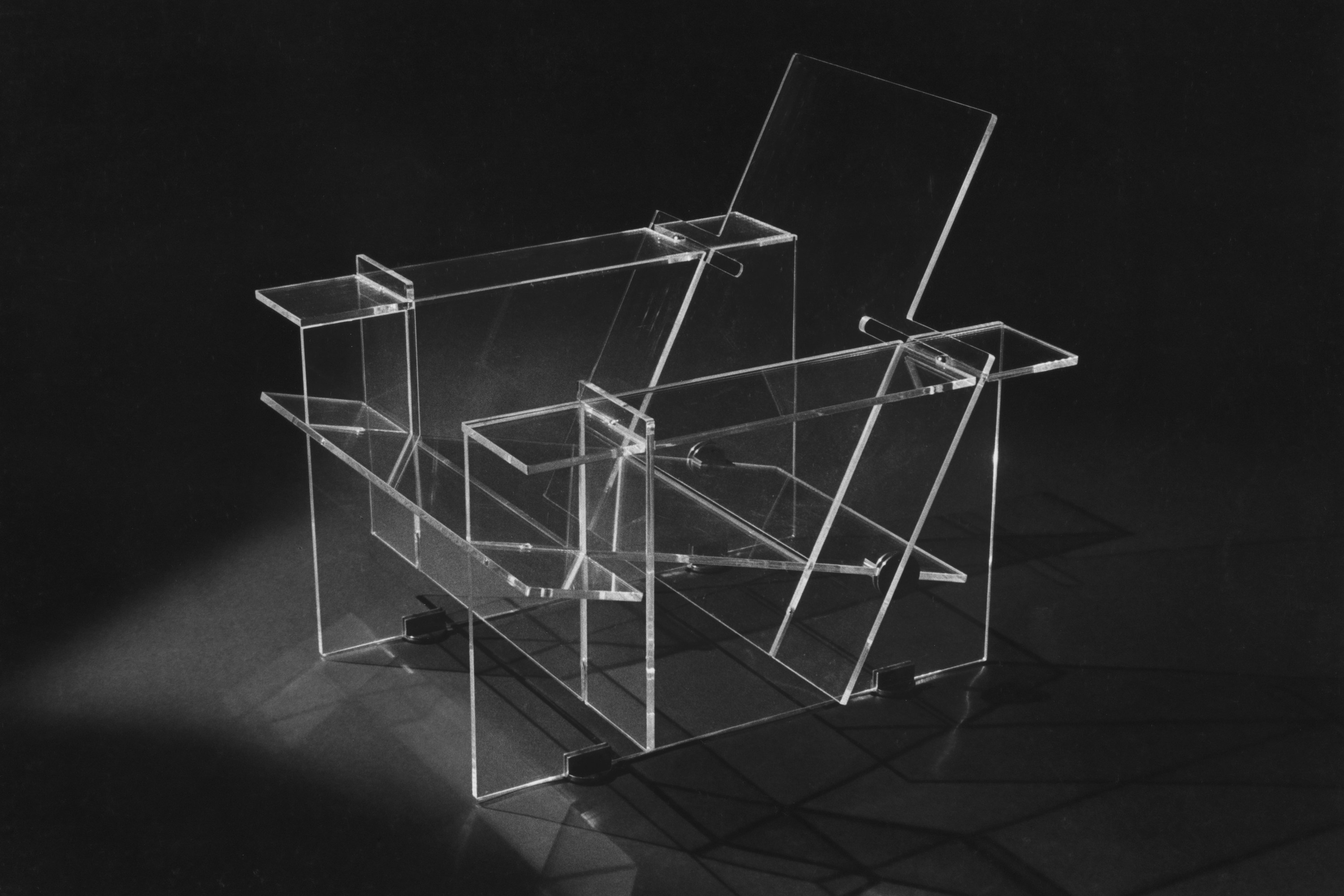 A modern chair designed with transparent acrylic.