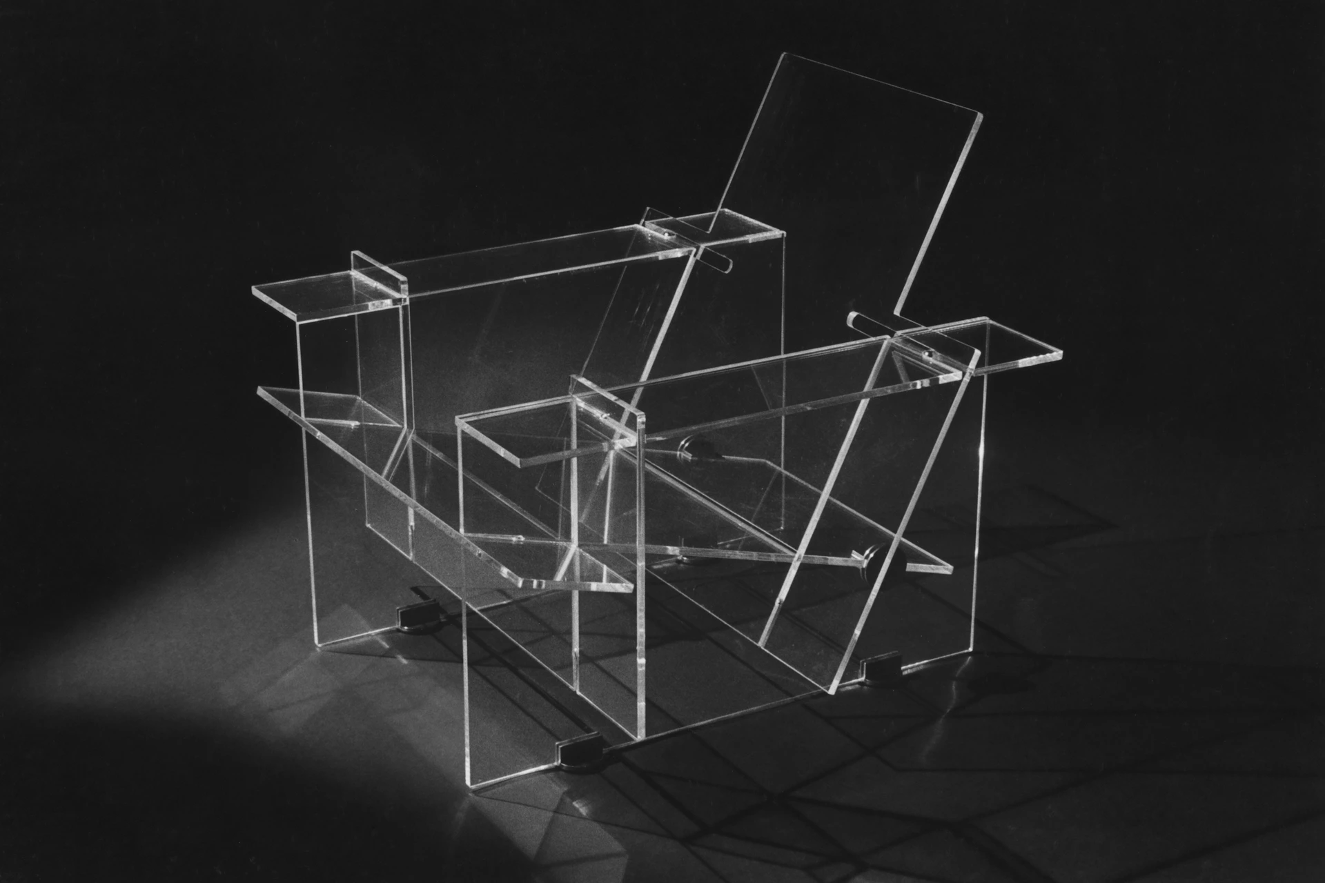 A modern chair designed with transparent acrylic.