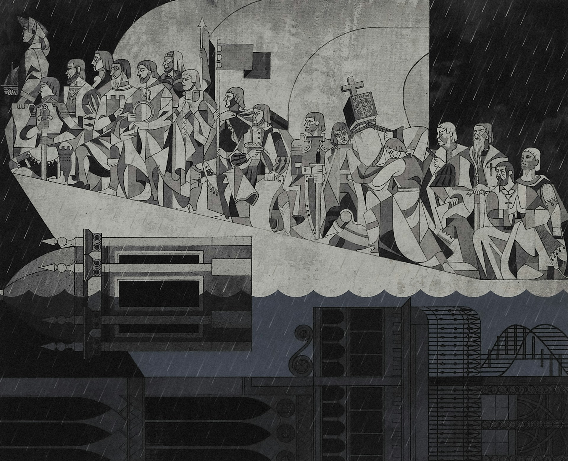 an abstract photo of a curved building with a blue sky in the background