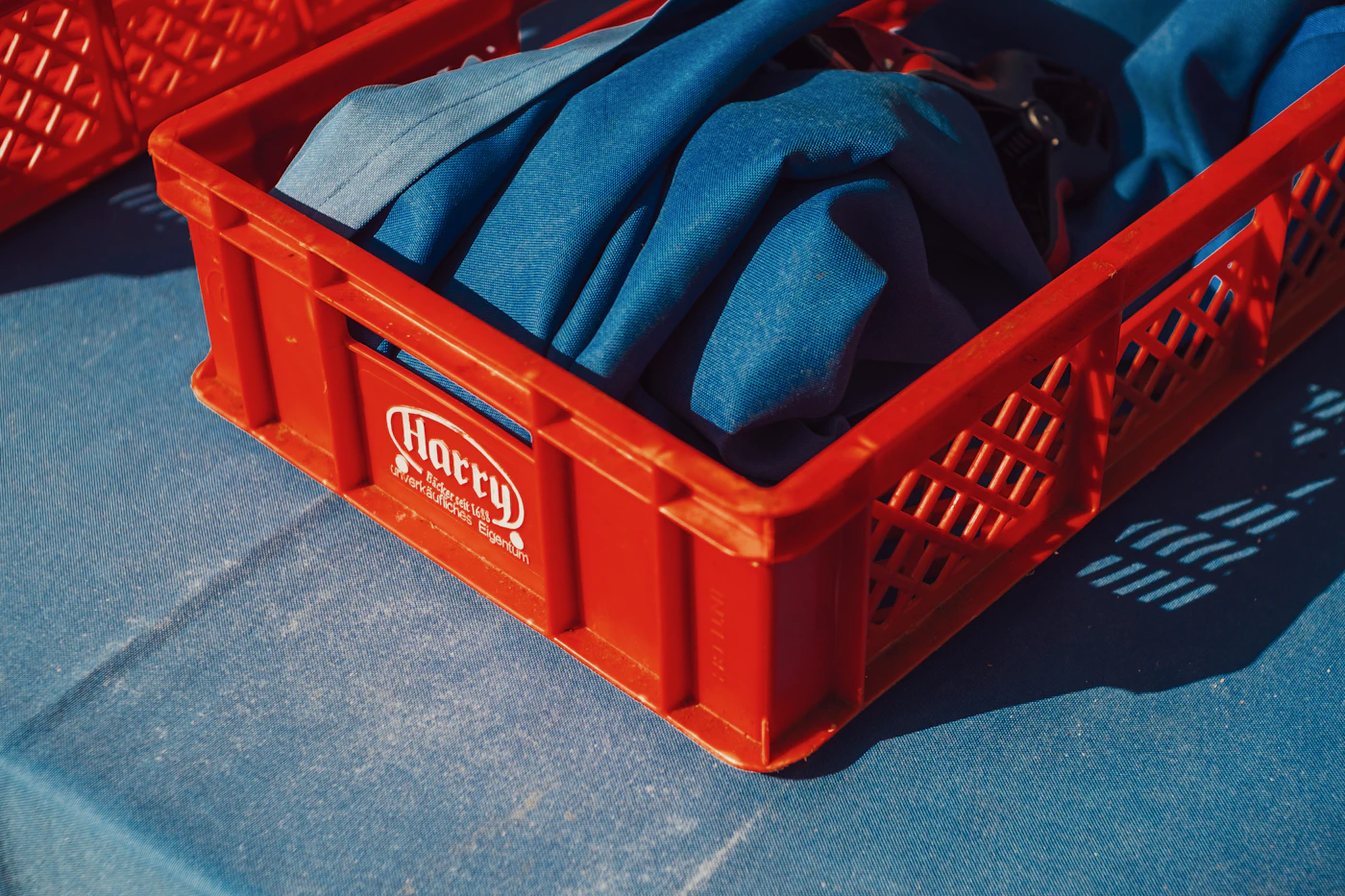 Crate of collected textiles