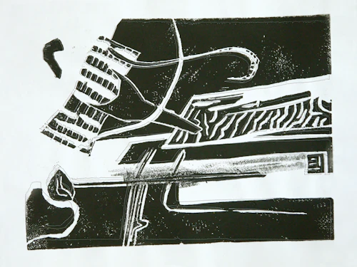 garlic linocut