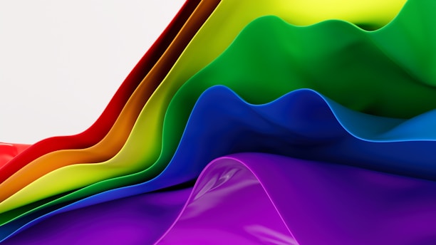 Wavy layers of rainbow colors representing pride.