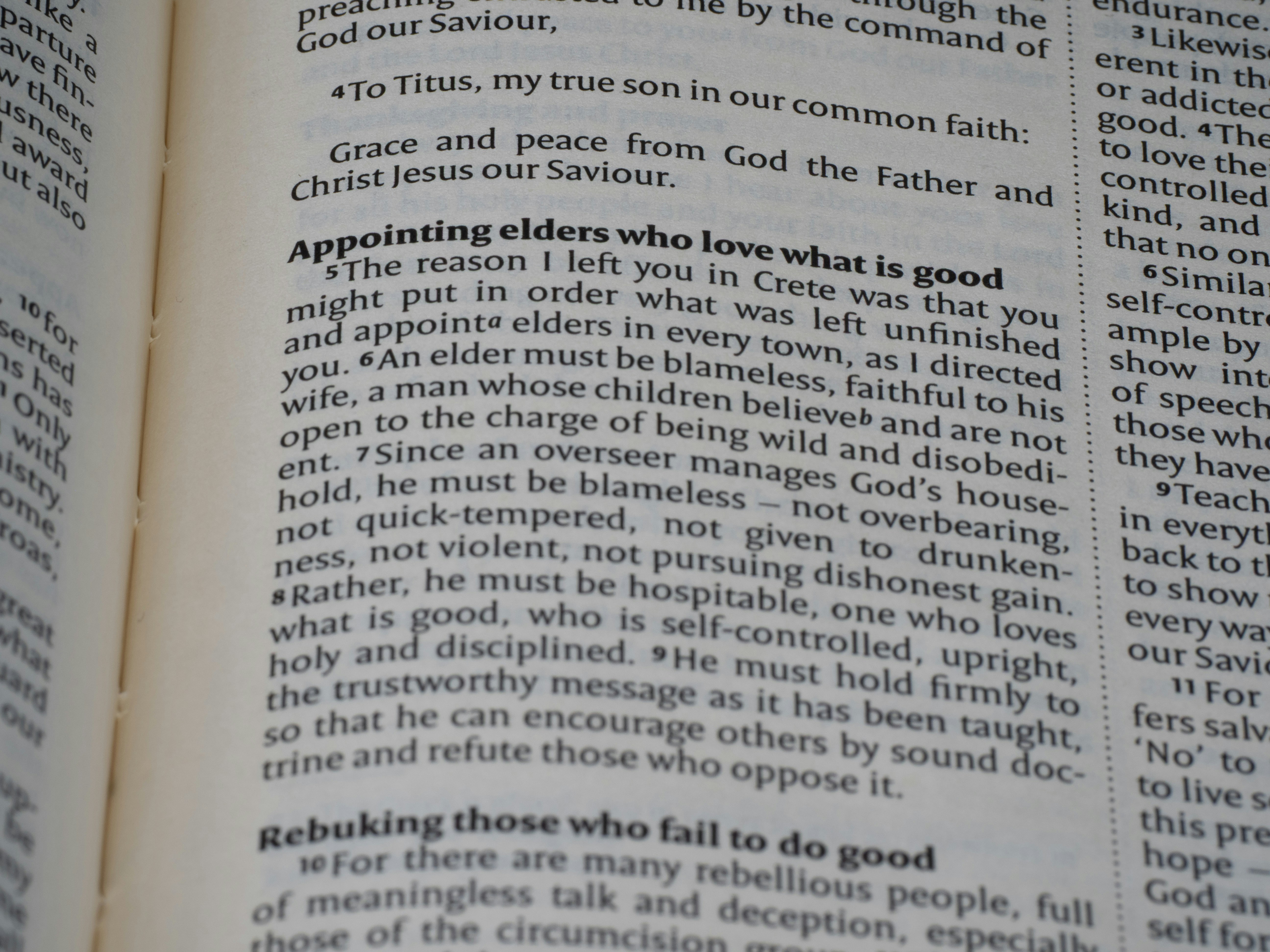 The image shows a passage about appointing elders.