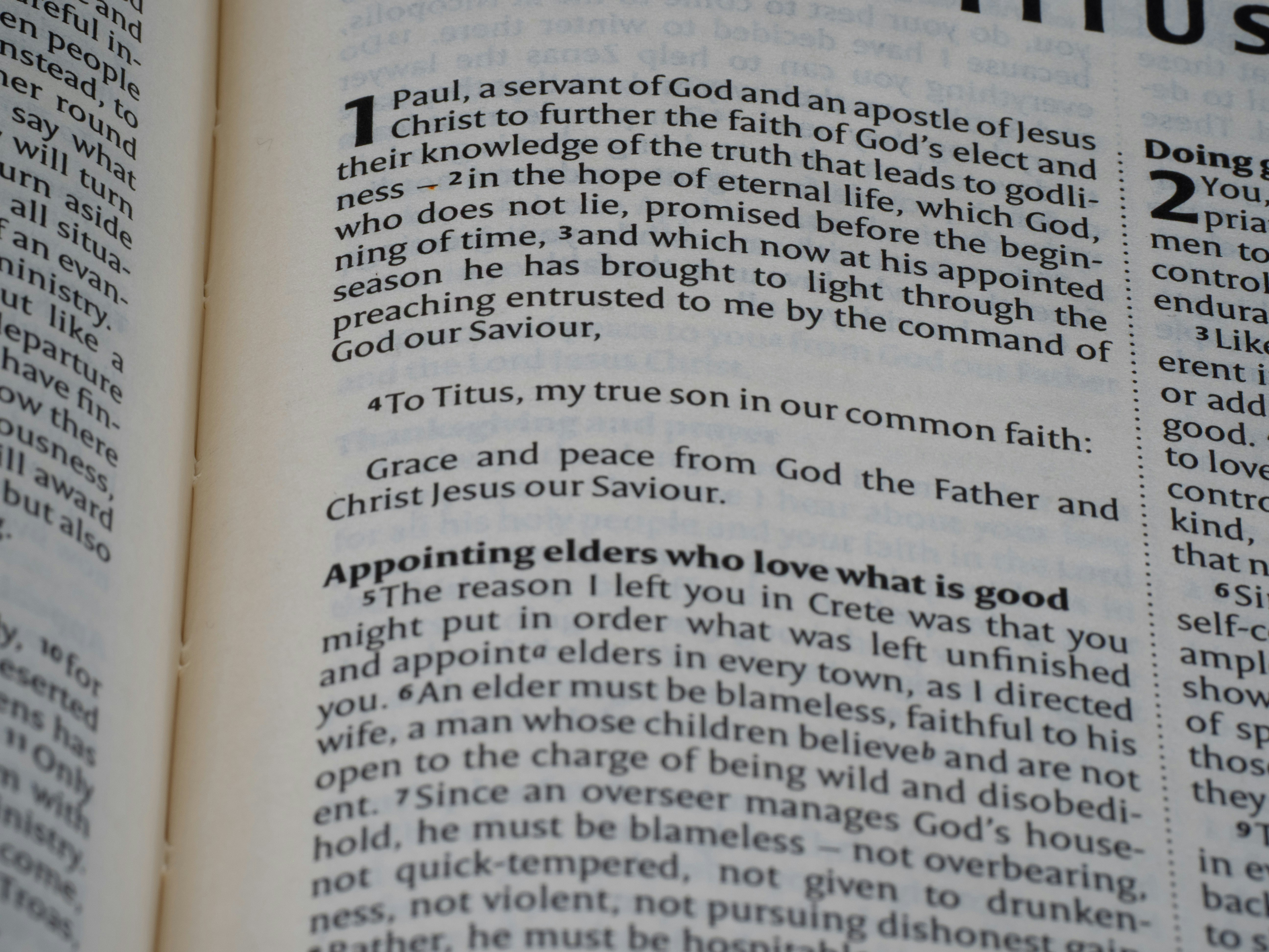 Bible passage about titus and appointing elders.