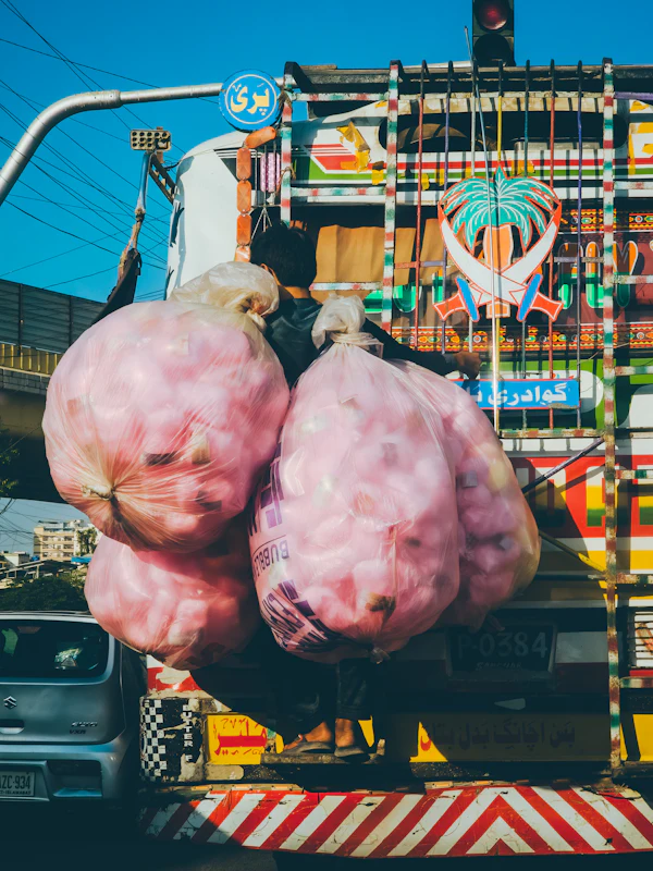 Goods being unloaded from a truck