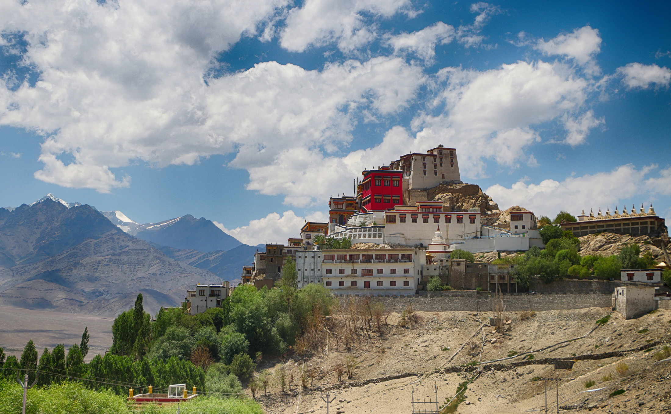 Thiksey Monastery stacked up its hill above the Indus valley