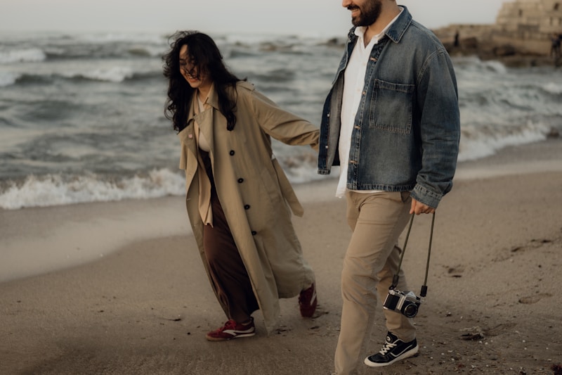 Romantic walk on sandy beach