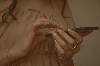 A woman uses her smartphone.