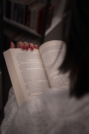 Someone is reading a book.