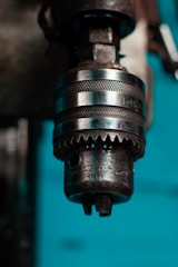A close-up shot of a drill chuck.