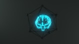 Glowing brain inside a geometric structure.