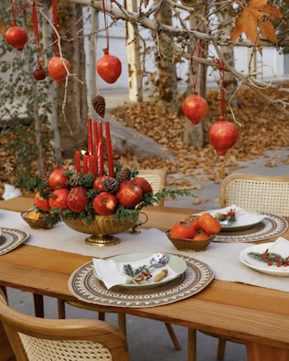 A festive table decorated for autumn.