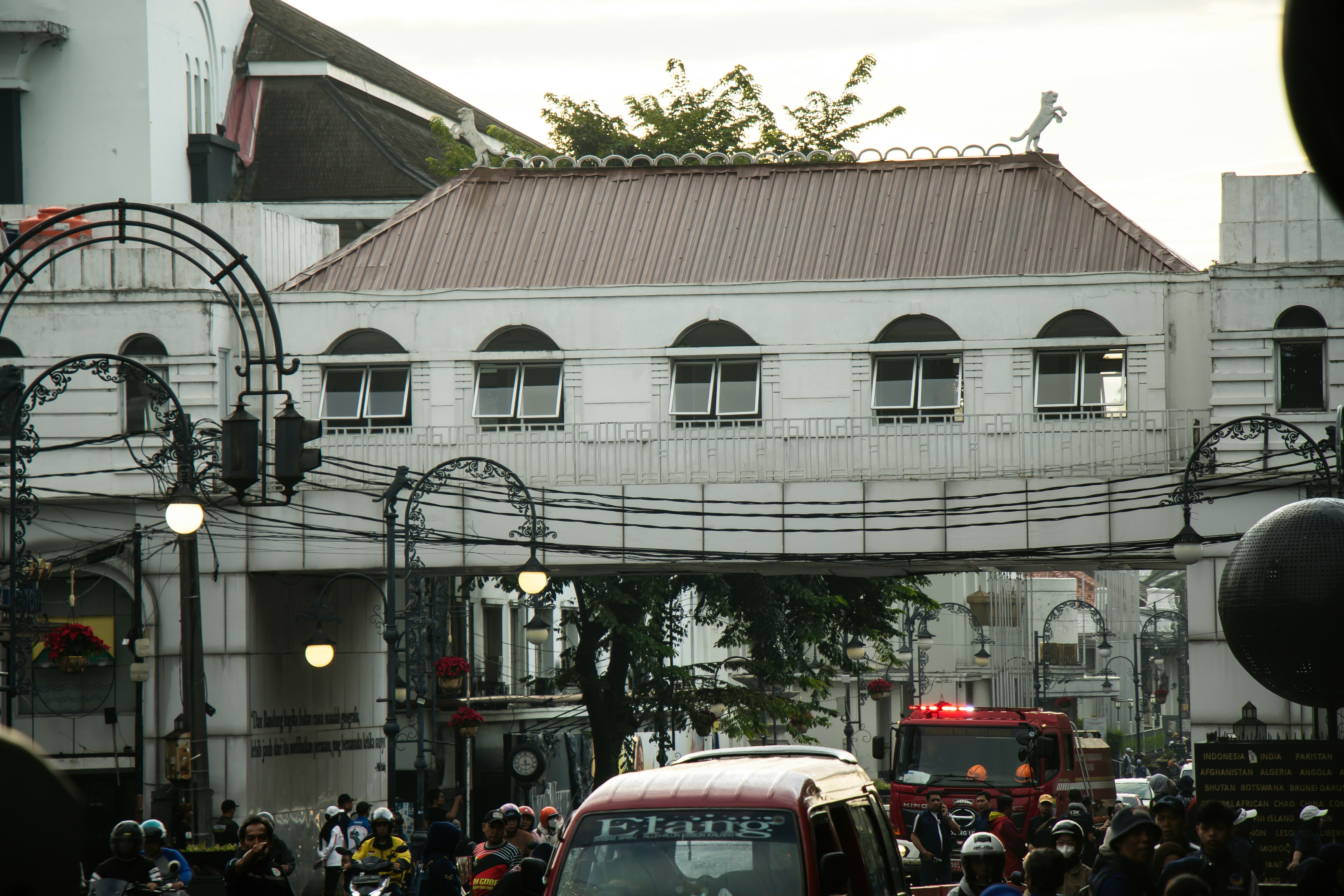 Buildings and street scene in an urban environment.