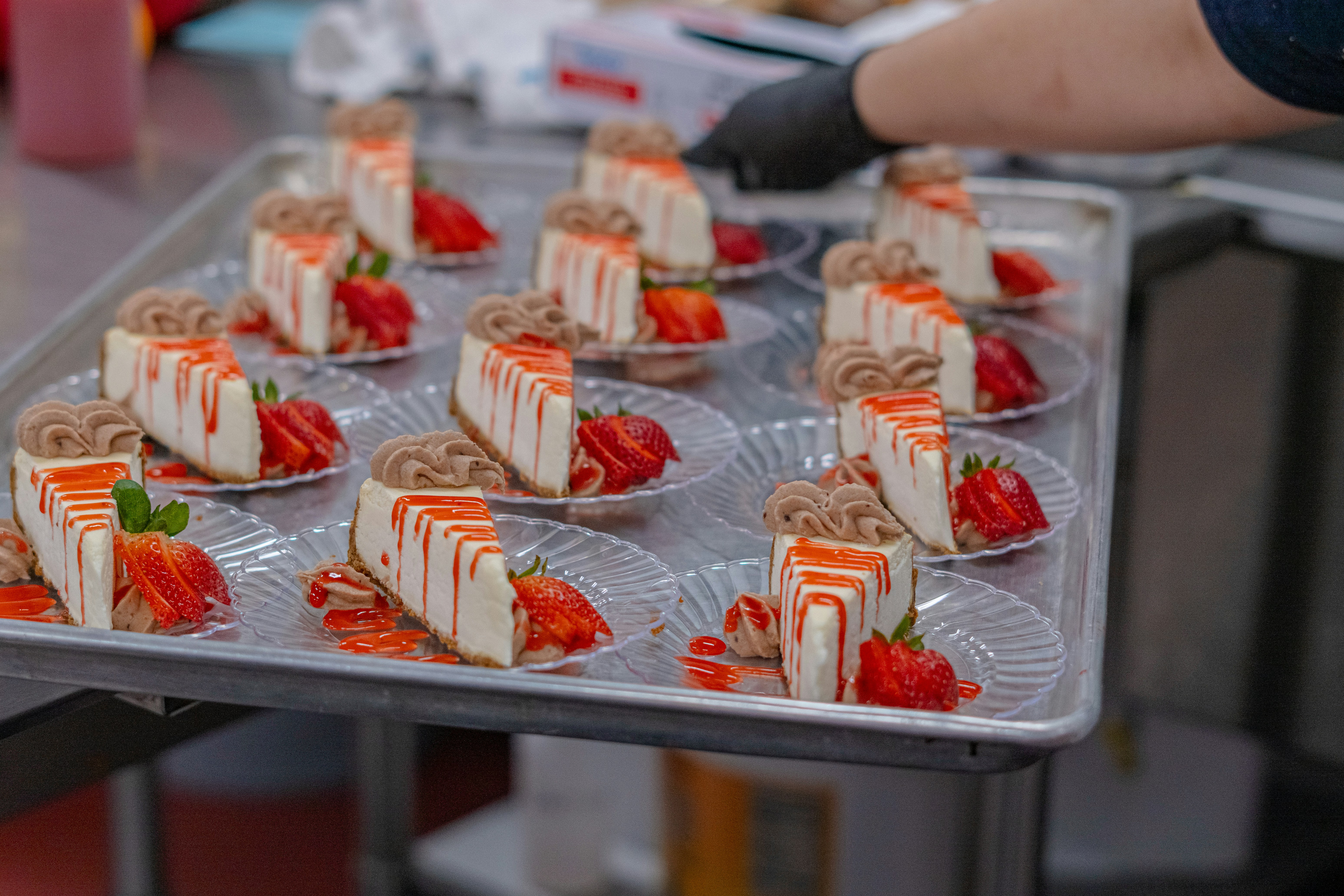 Cheesecake prepared for serving