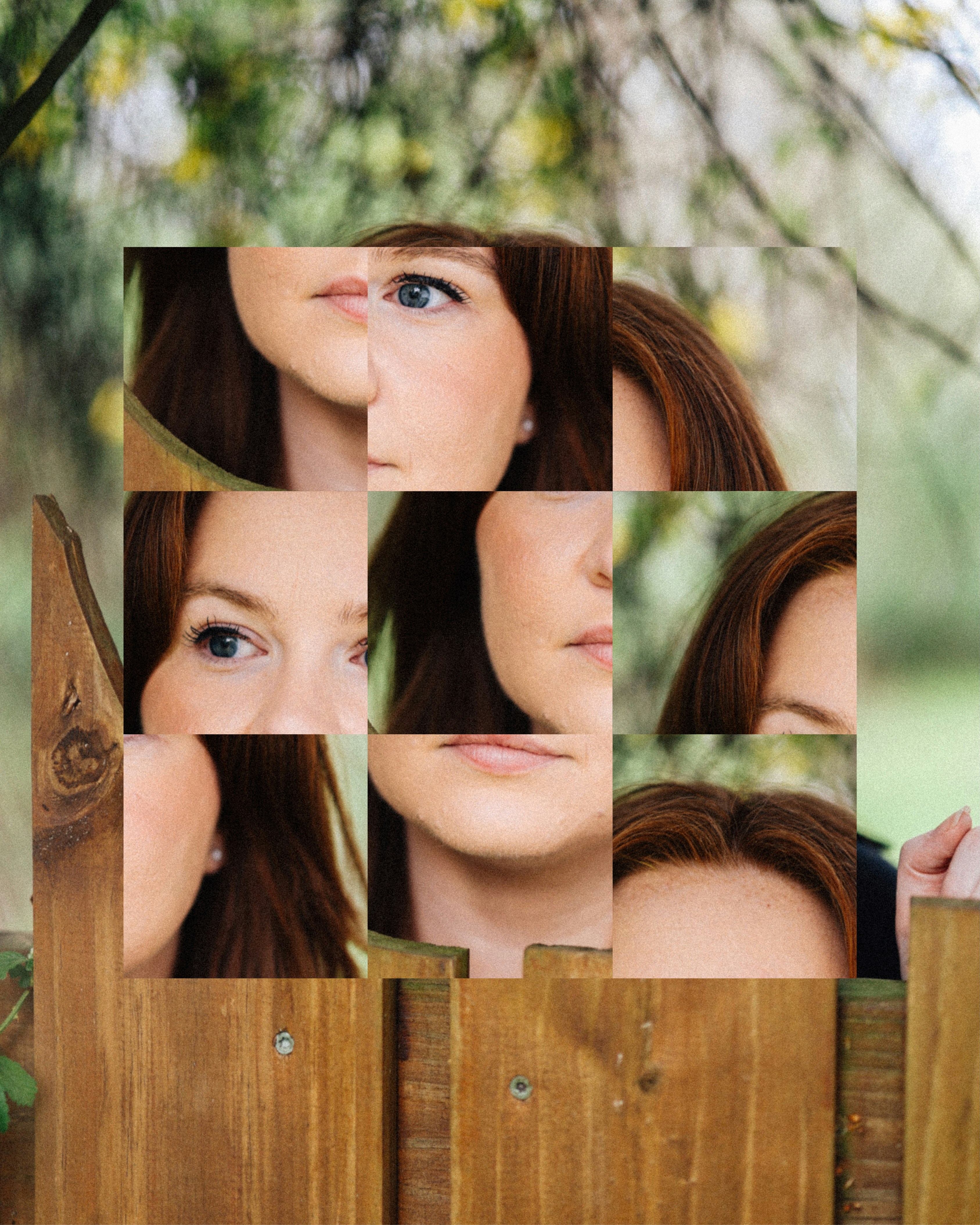 A woman's face is shown in a mosaic.