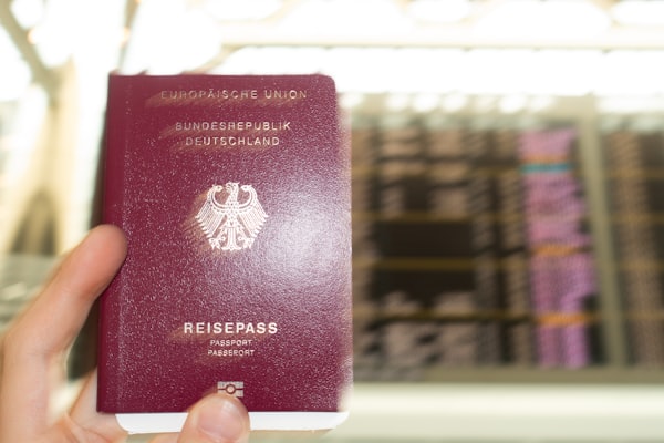 German passport held up at an airport