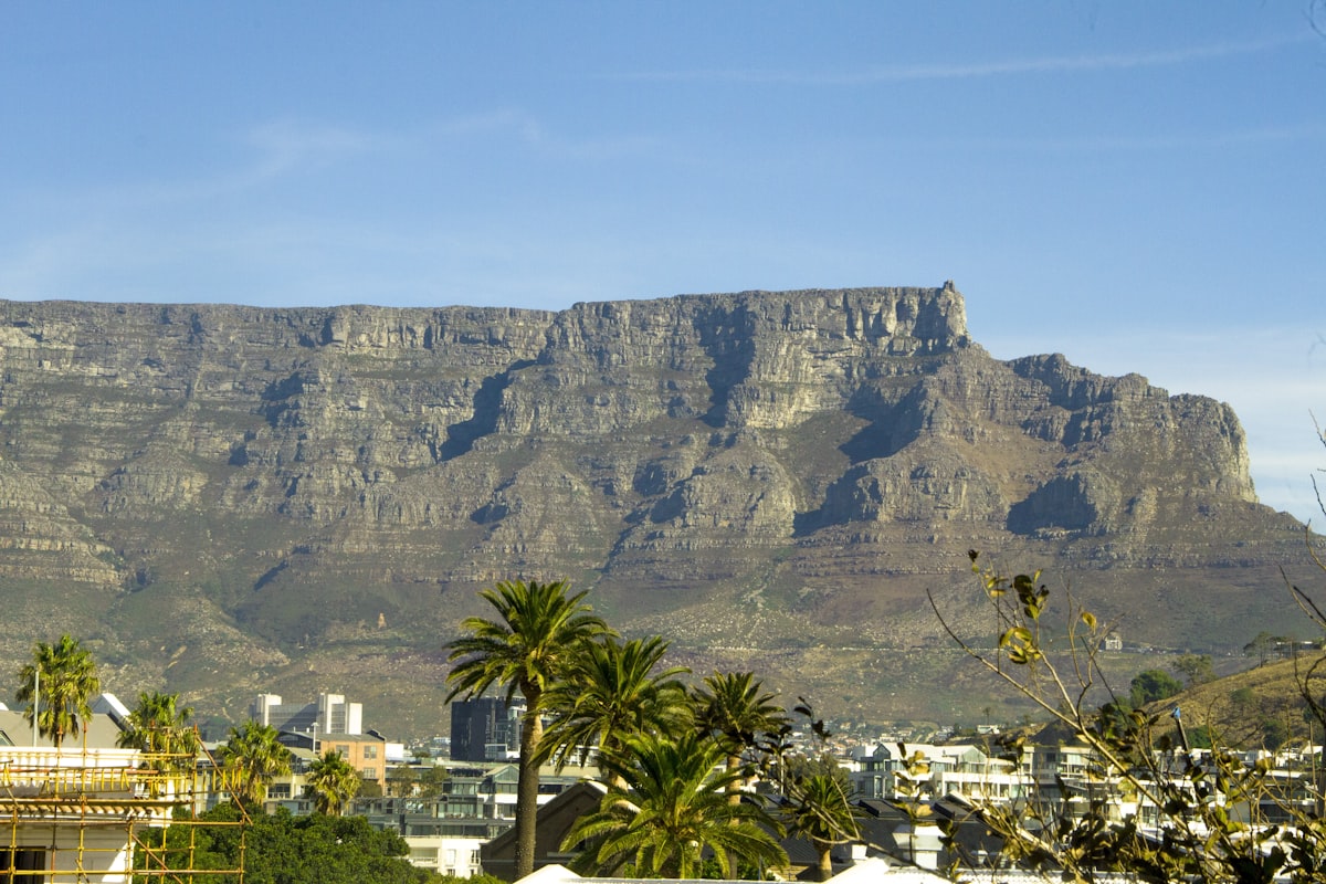 Sea Point Cape Town — Table Mountain looming over the Atlantic seaboard promenade
