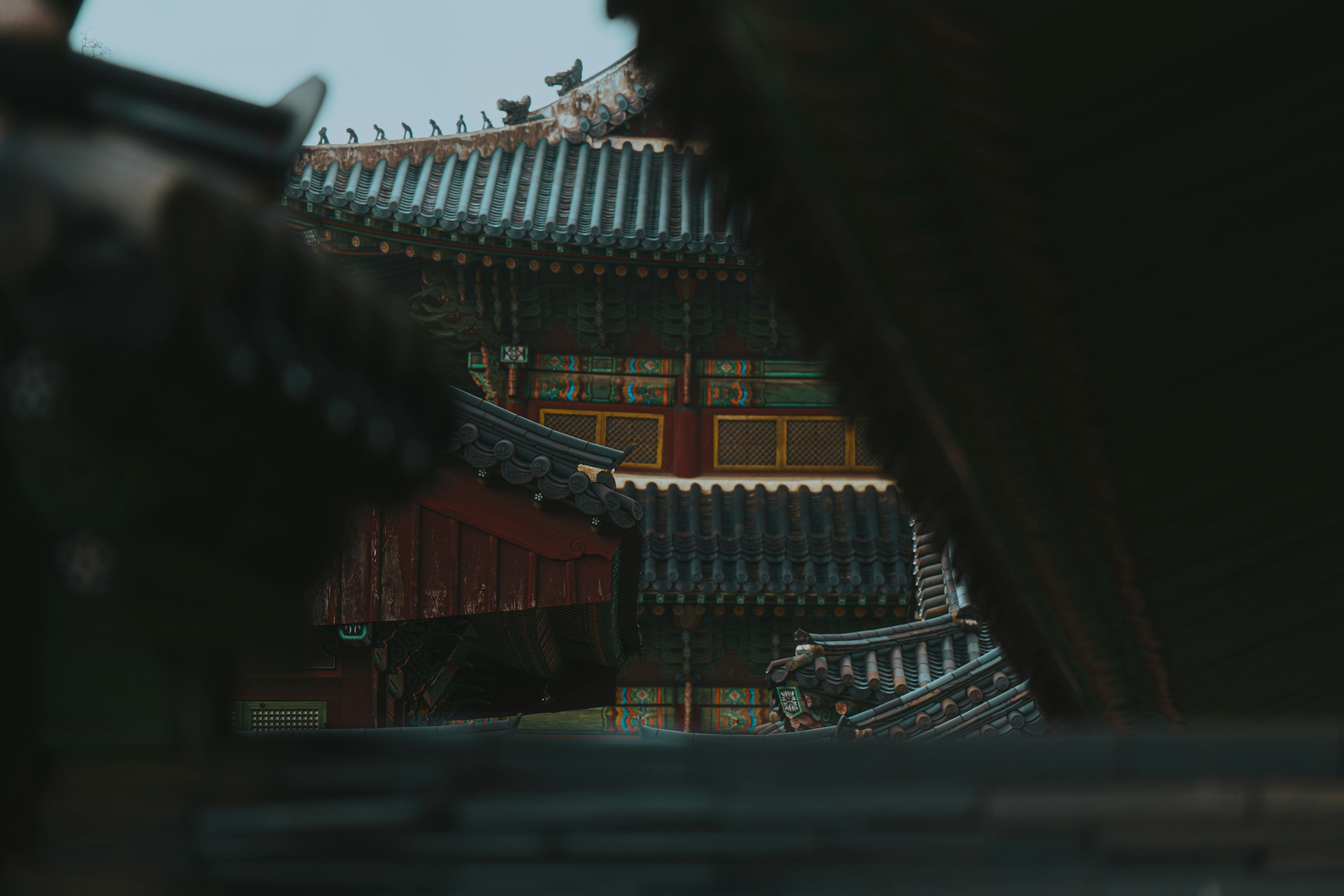 A peek at a traditional building's roof.