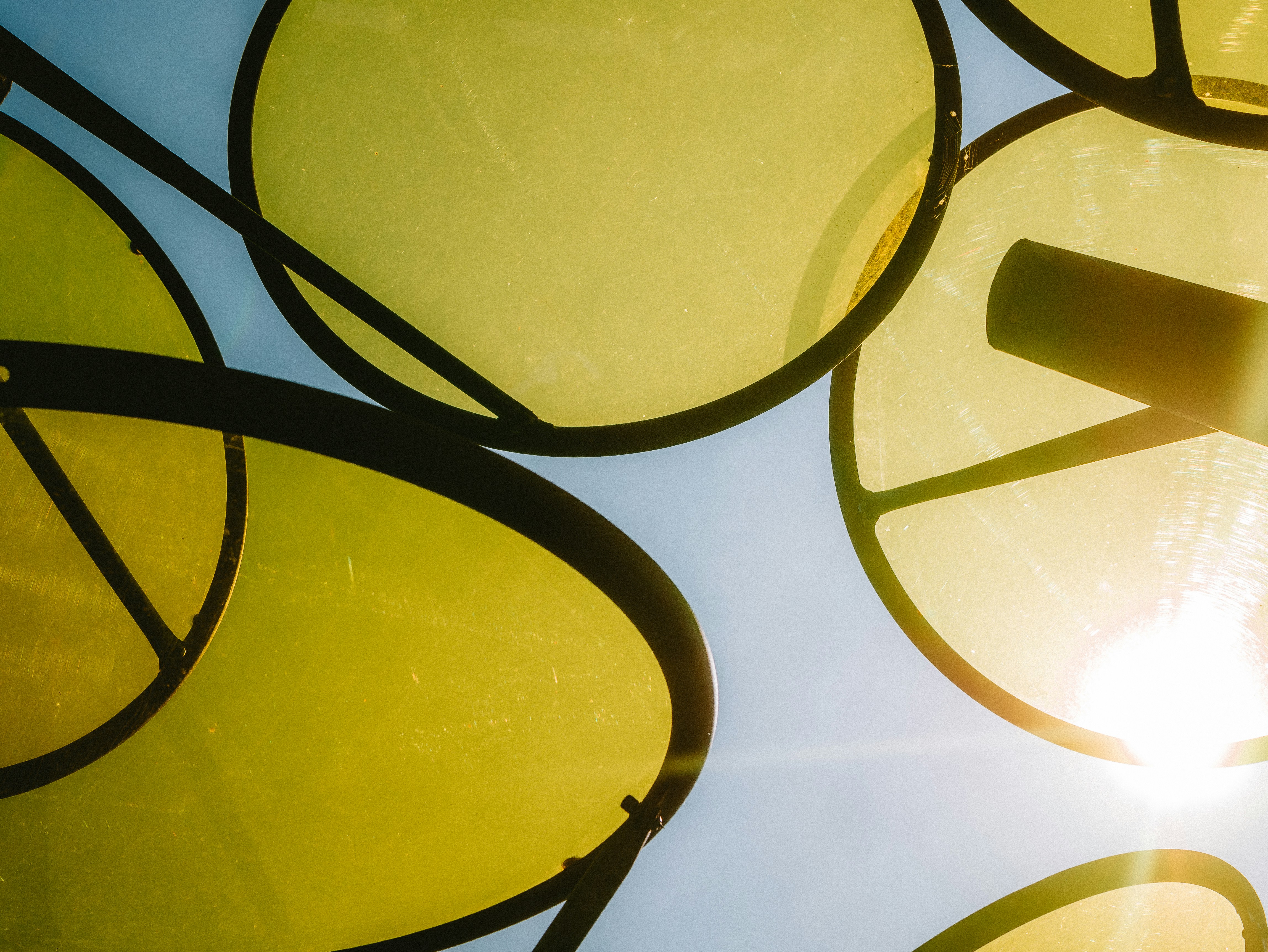 Yellow circles with black outlines overlap.