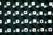 Shapes are displayed on a grid of illuminated squares.
