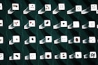 Shapes are displayed on a grid of illuminated squares.