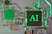 Glowing ai chip on a circuit board.