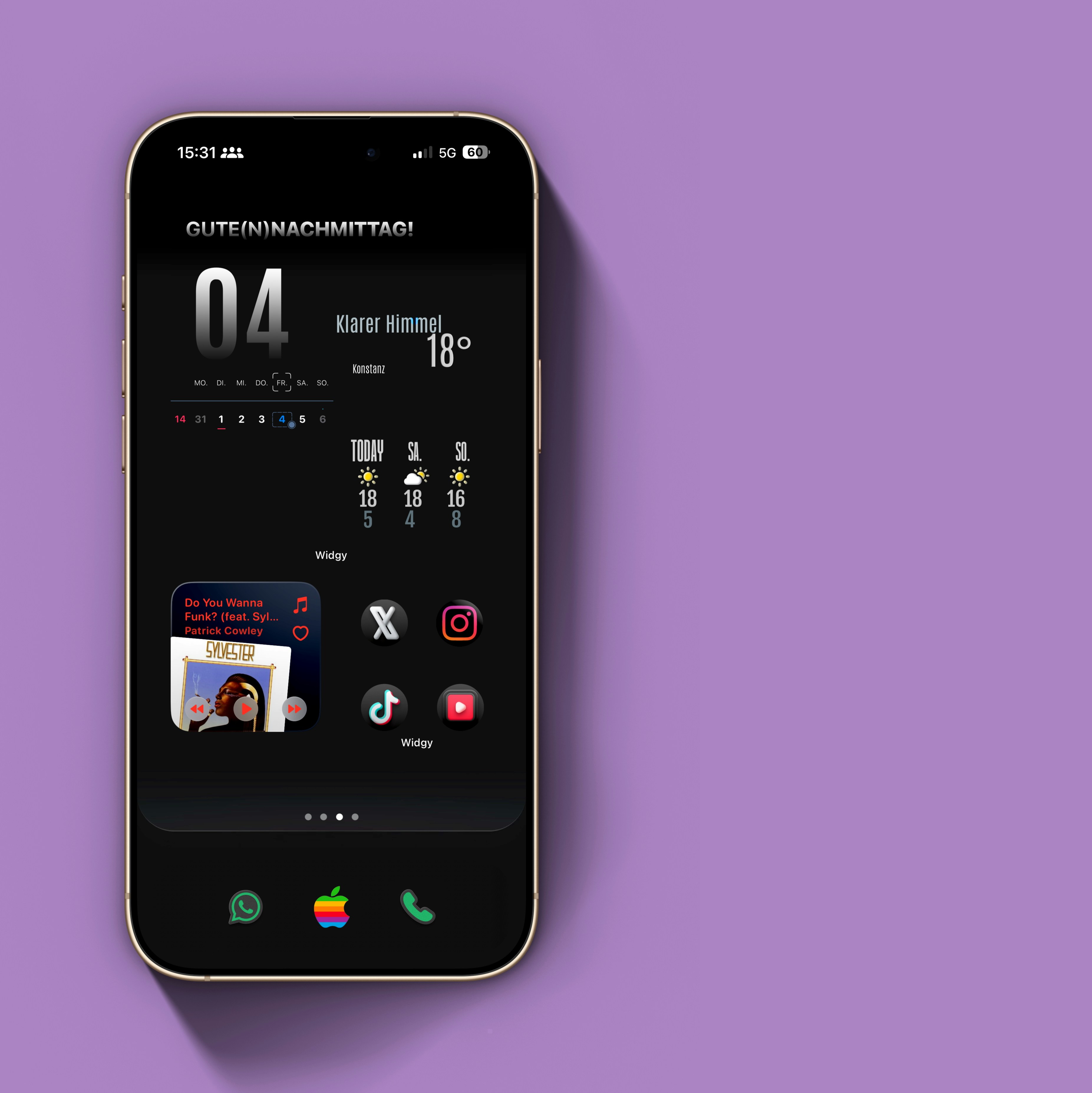 Das ist kein Standard-Homescreen – das ist mein digitales Aushängeschild. Minimal. Präzise. Durchdacht. Wie sieht dein iPhone-Setup aus?
