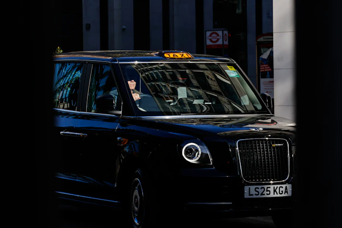 London black cab at night