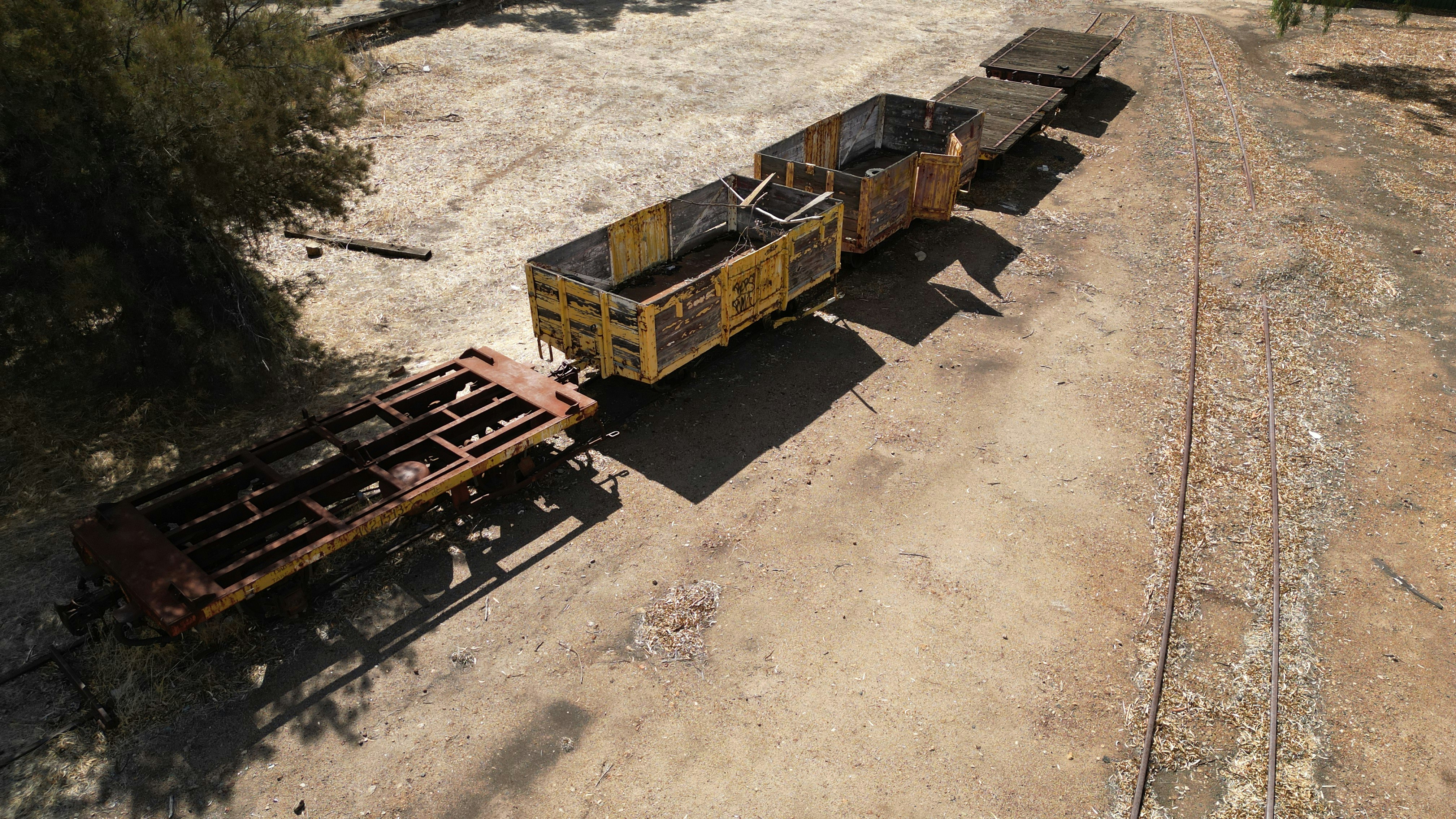 Old rolling stock on a disused railway line