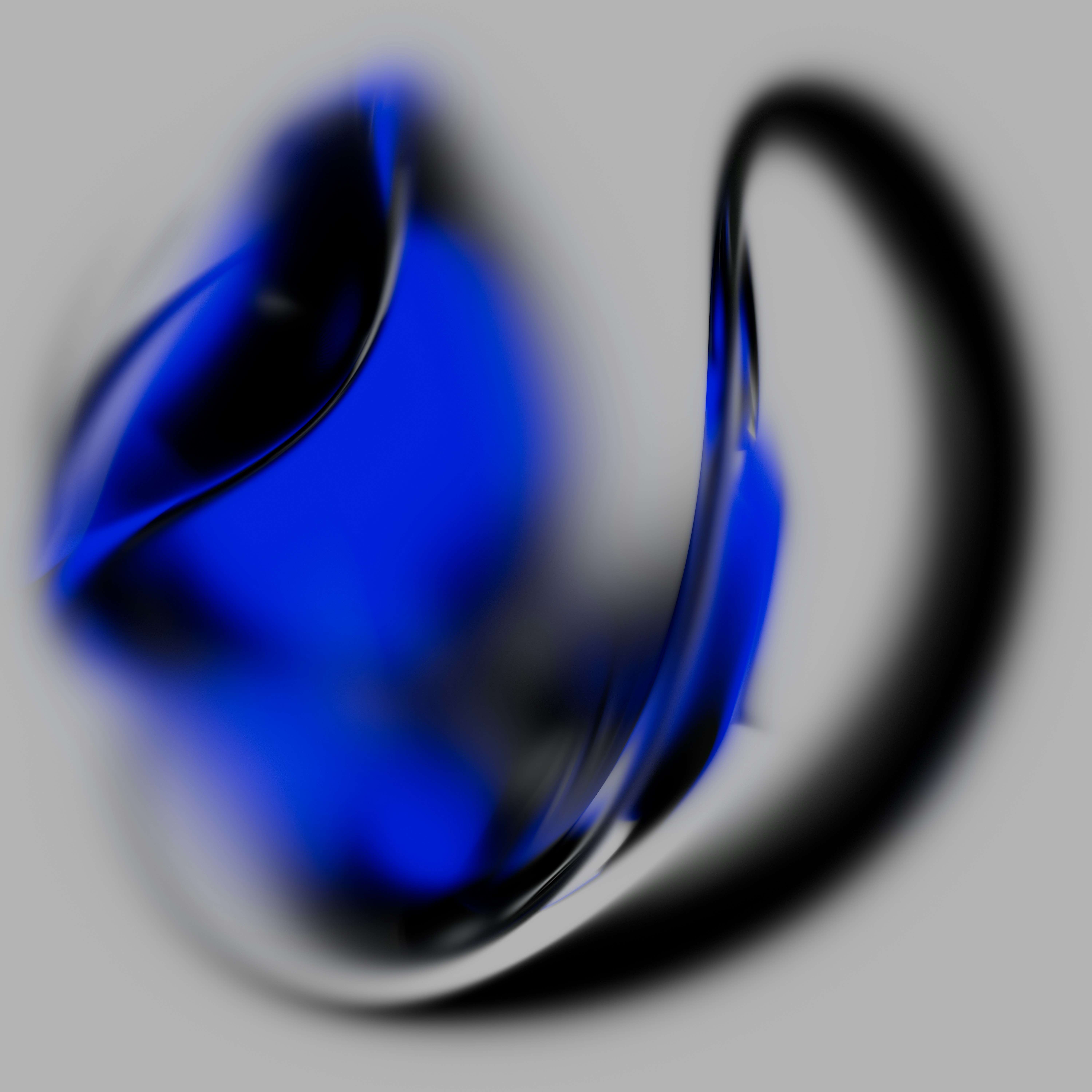 Blue abstract shape on a grey background.