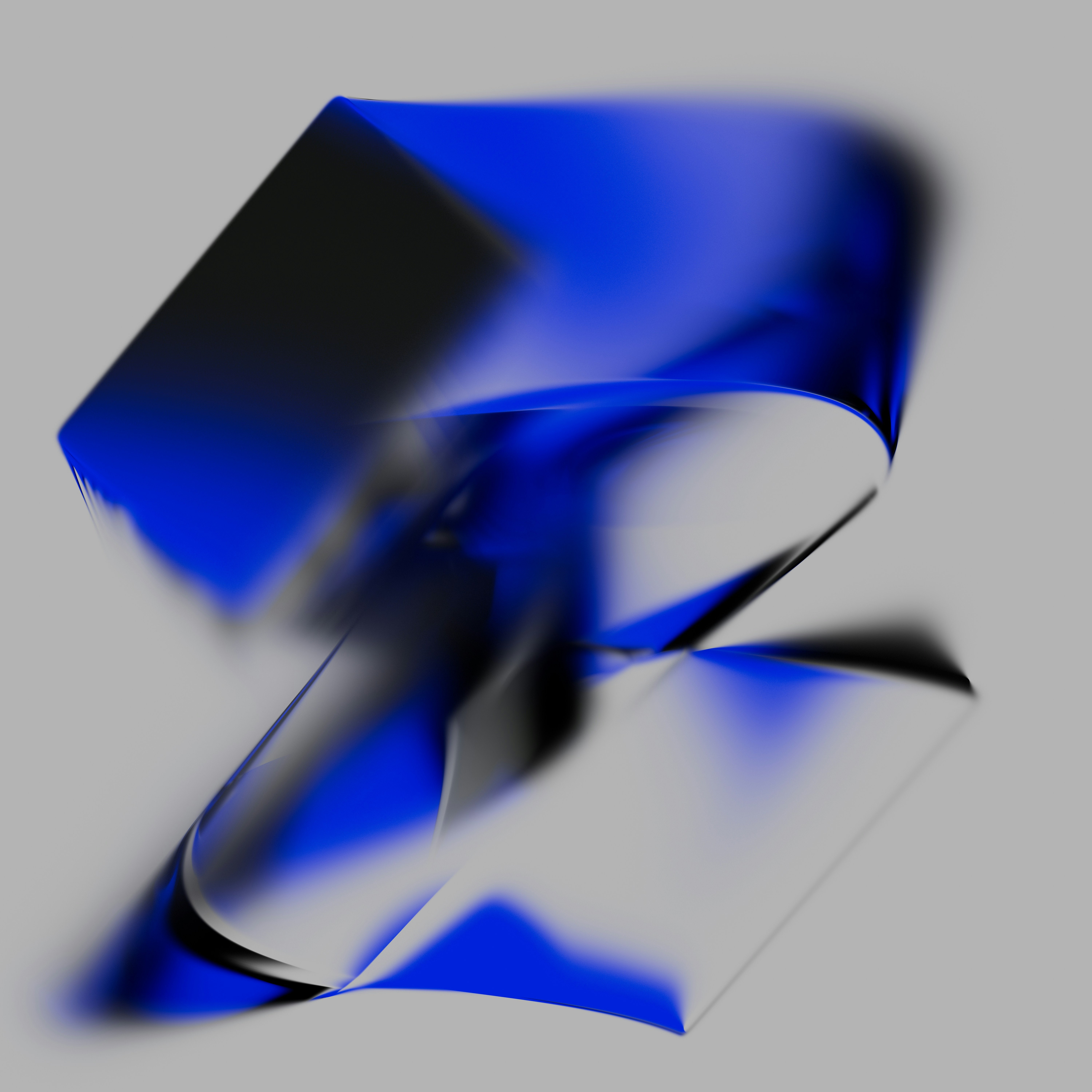 A blue ribbon curves through space.