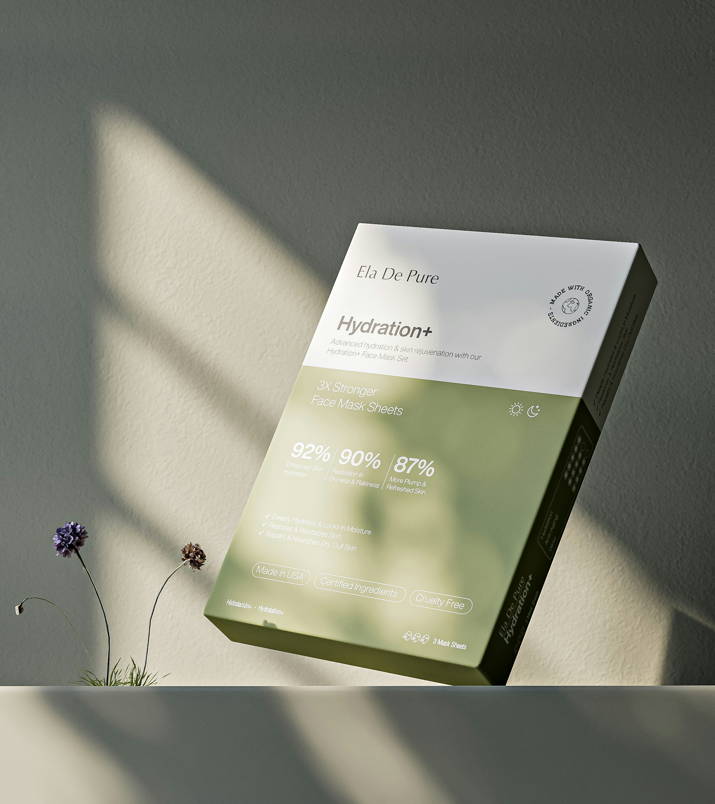 A box of hydration+ face sheet masks.