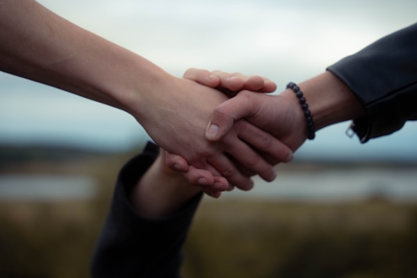 Handshake representing a defence sector business partnership