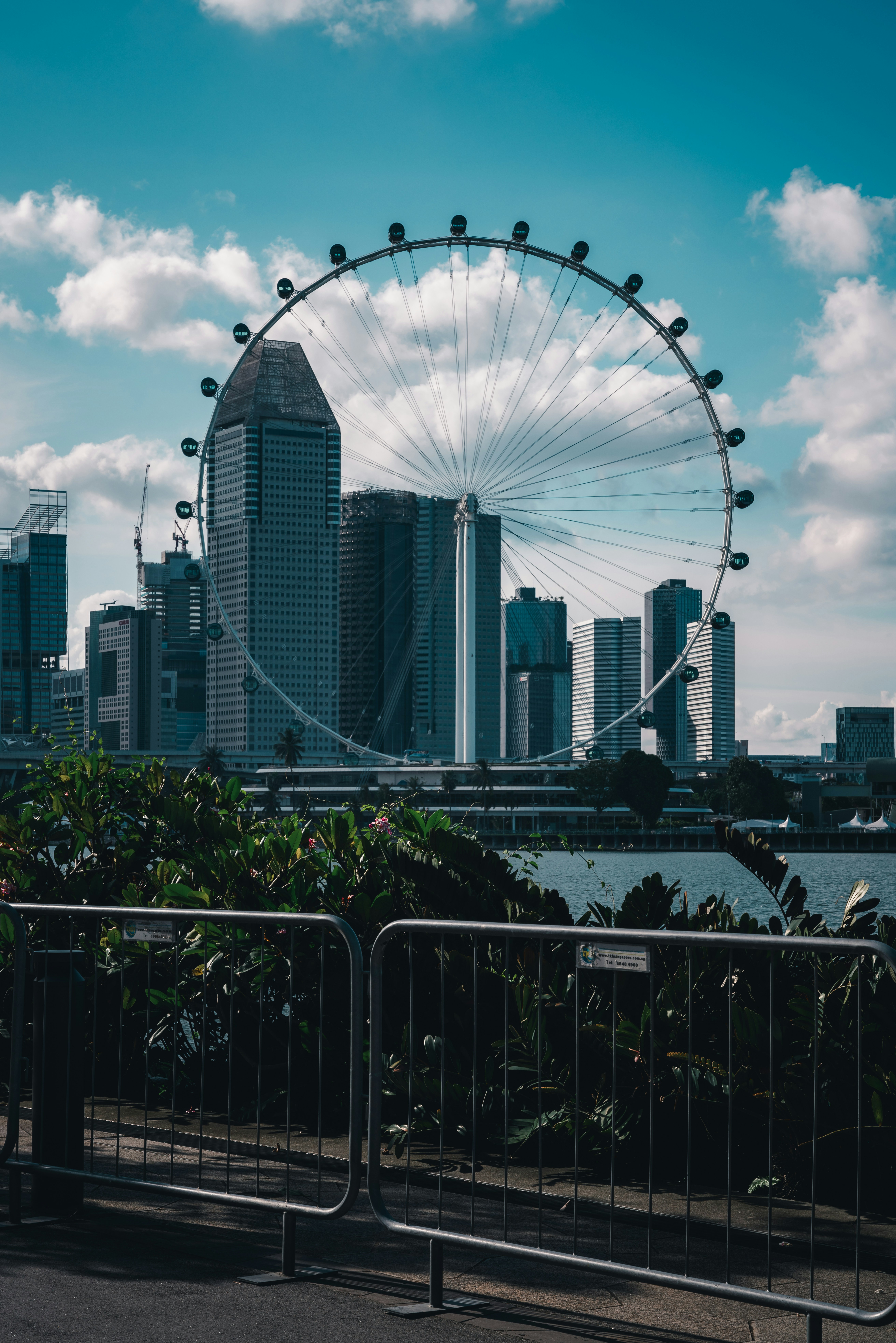 Singapore's ferris wheel towers over the cityscape.