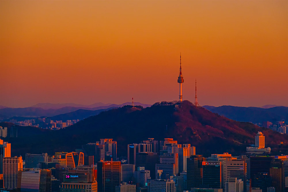 Seoul skyline at sunset