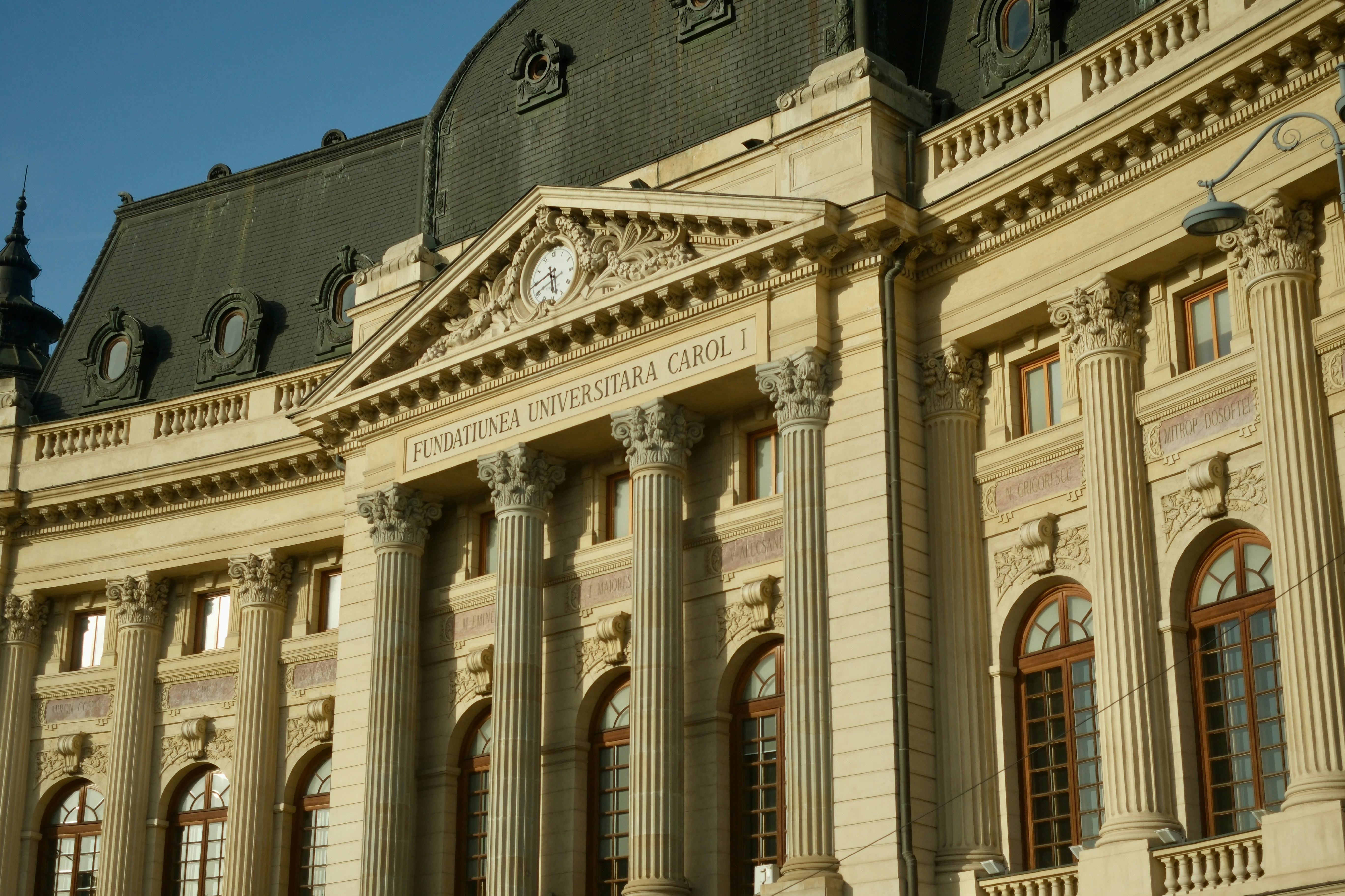An ornate, classical-style building with columns.