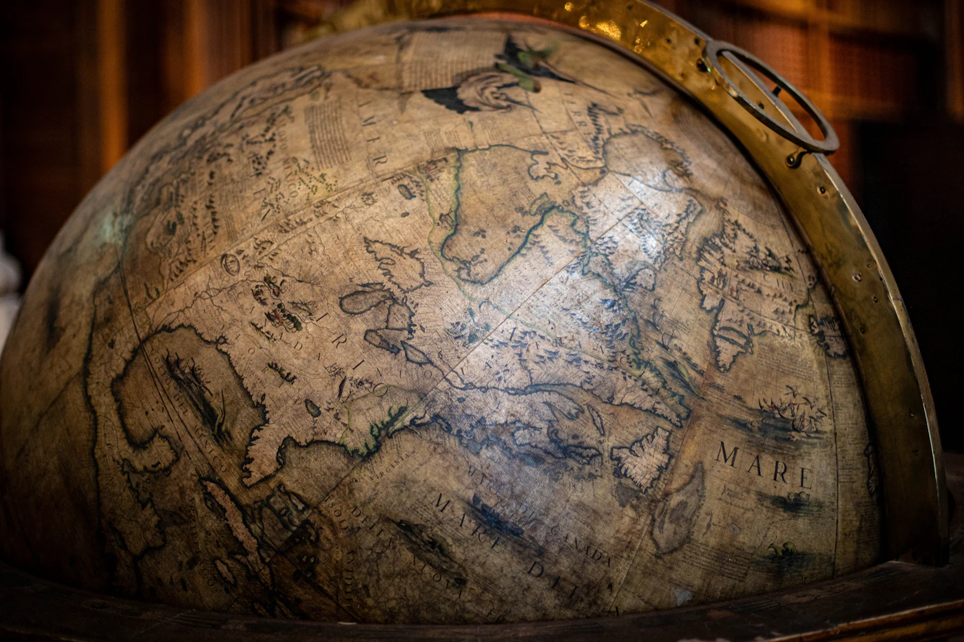 An antique globe showing Europe and nearby regions