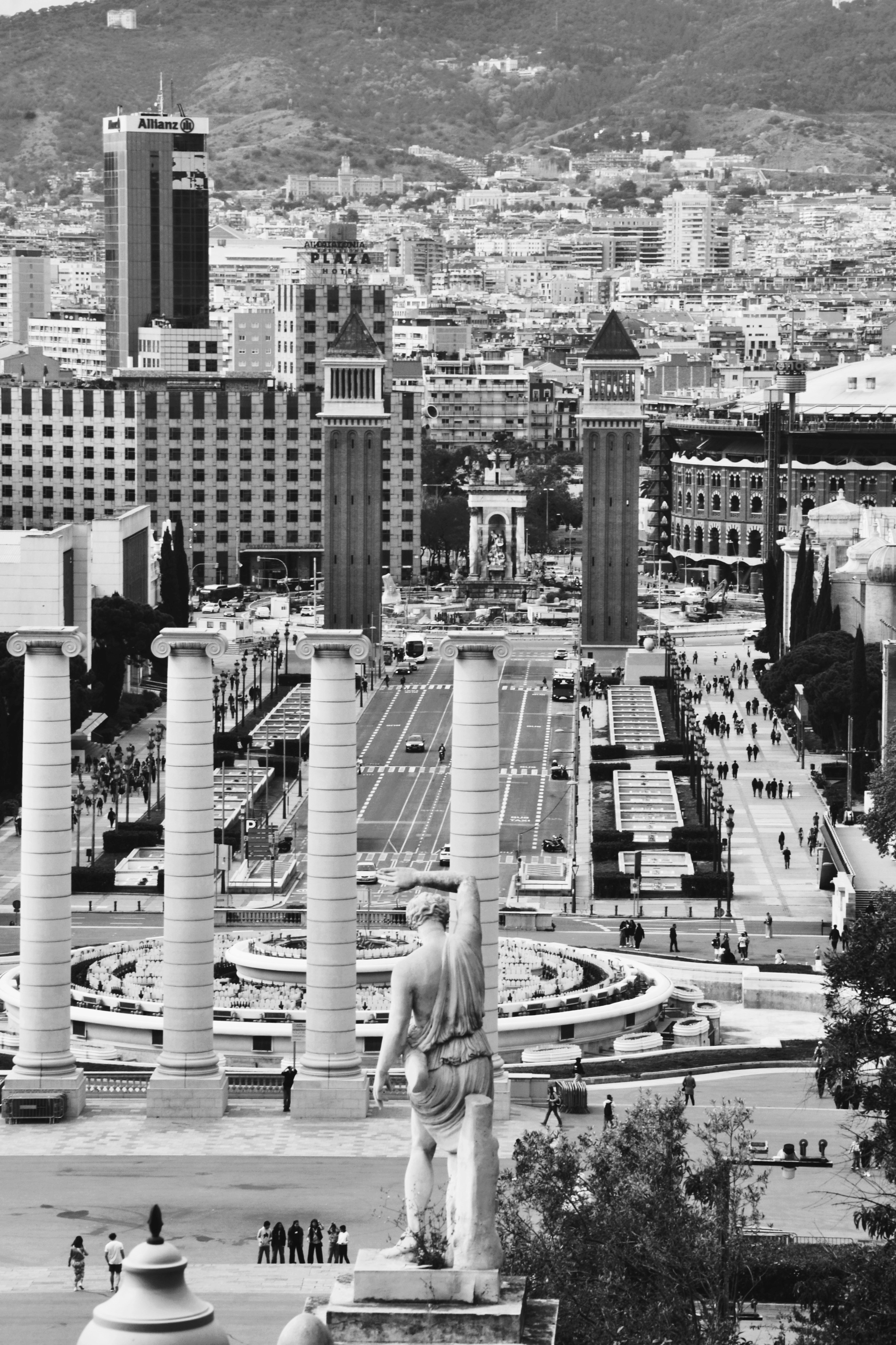 Barcelona's cityscape is seen from a high vantage point.