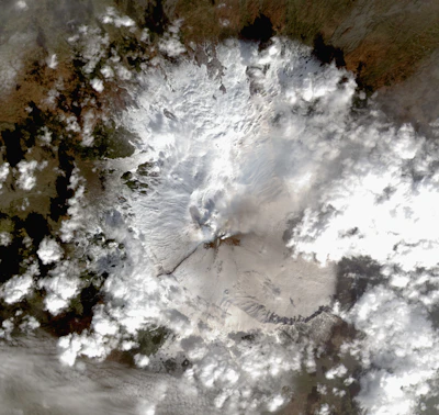 Satellite view of a Mount Etna eruption