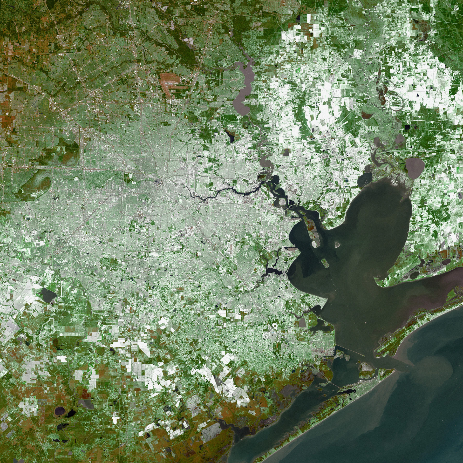 Aerial view of a coastal city and bay