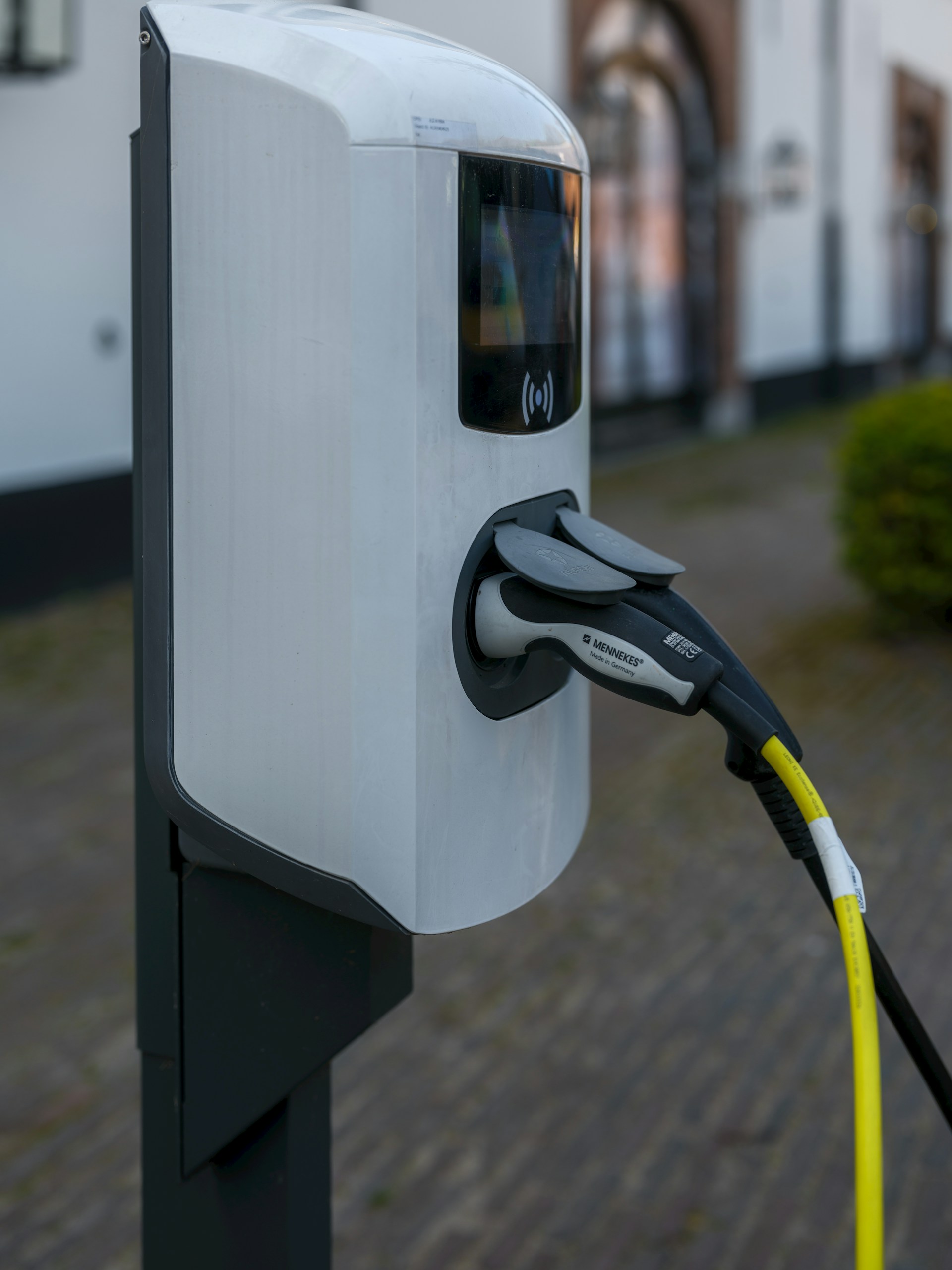 An electric vehicle charging station is shown.
