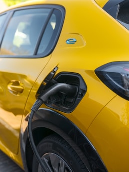 An electric car is charging.