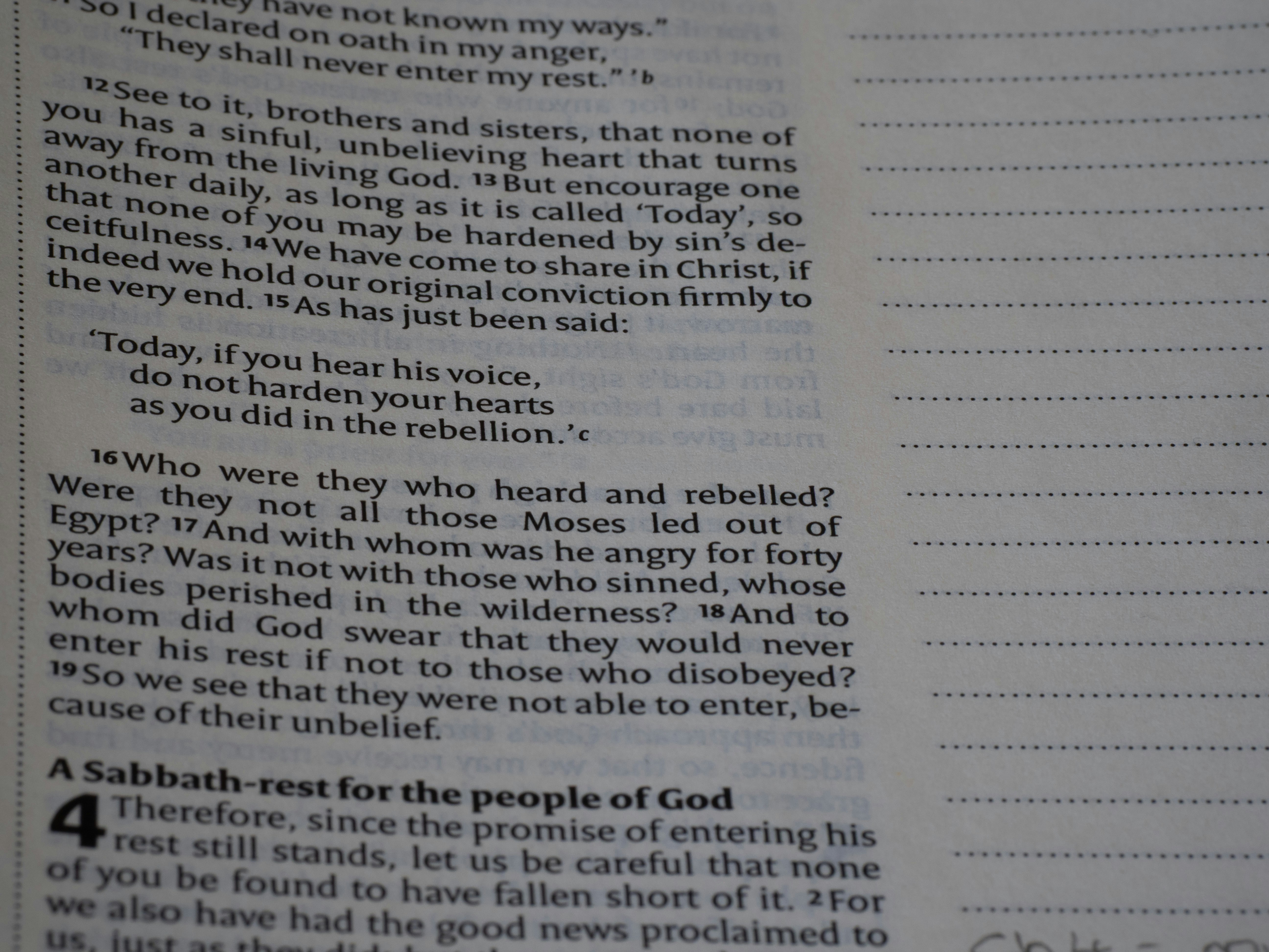 Bible verses about today and the sabbath are shown.