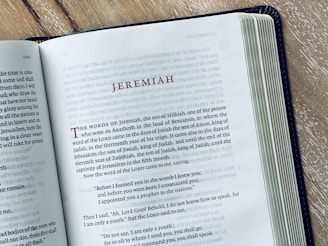 The book of jeremiah is open and displayed.