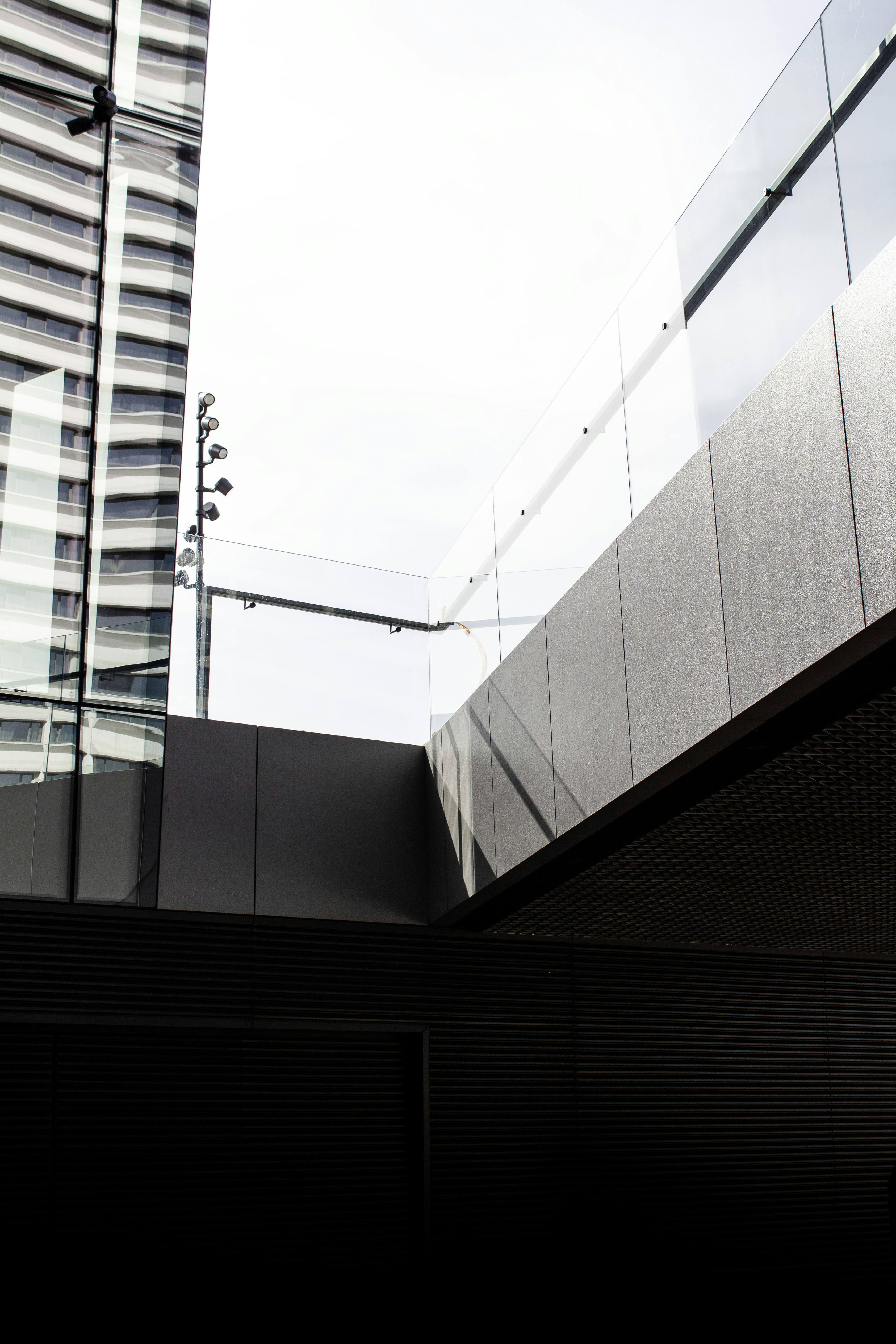 Modern architecture displays geometric shapes.