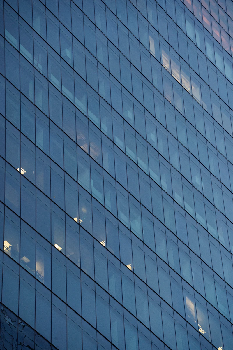 Glass facade of a modern office building