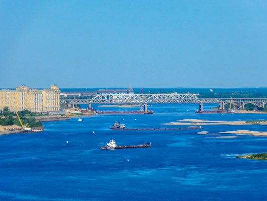 The Oka and its bridges from the air — Nizhny Novgorod, Russia
