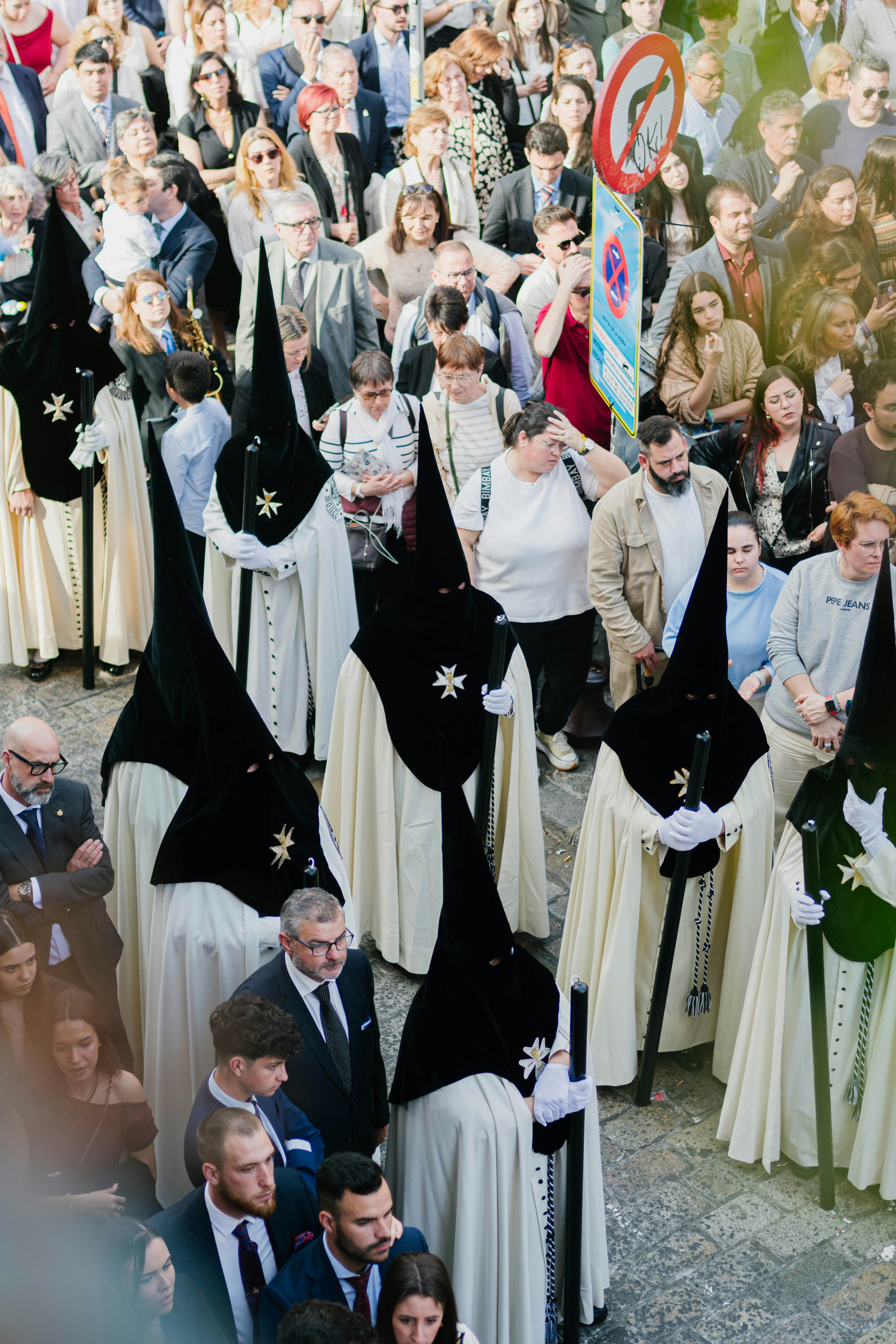 People participate in a religious procession.
